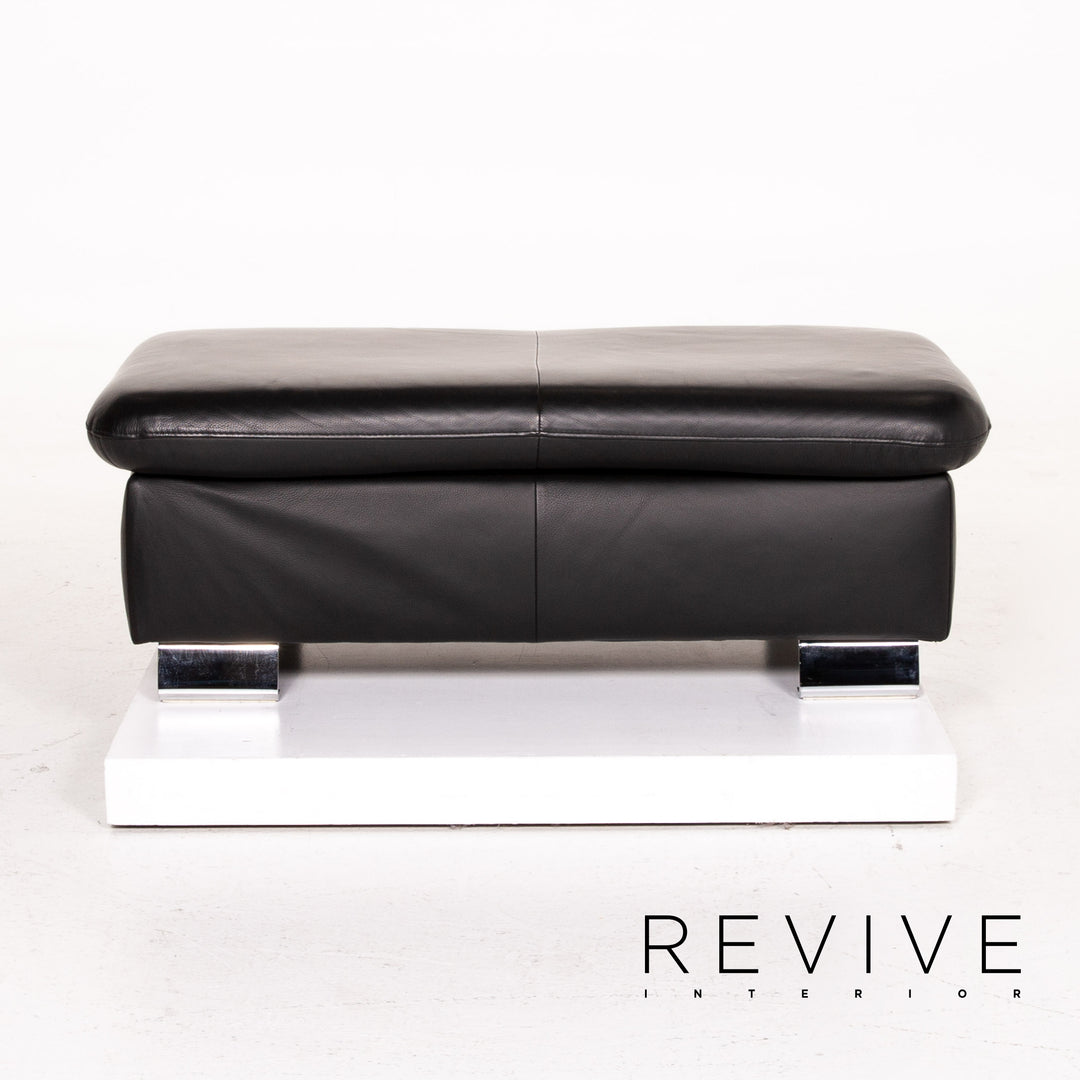 Mondo leather sofa set black 1x corner sofa 1x stool sleeping function function sofa bed #14545