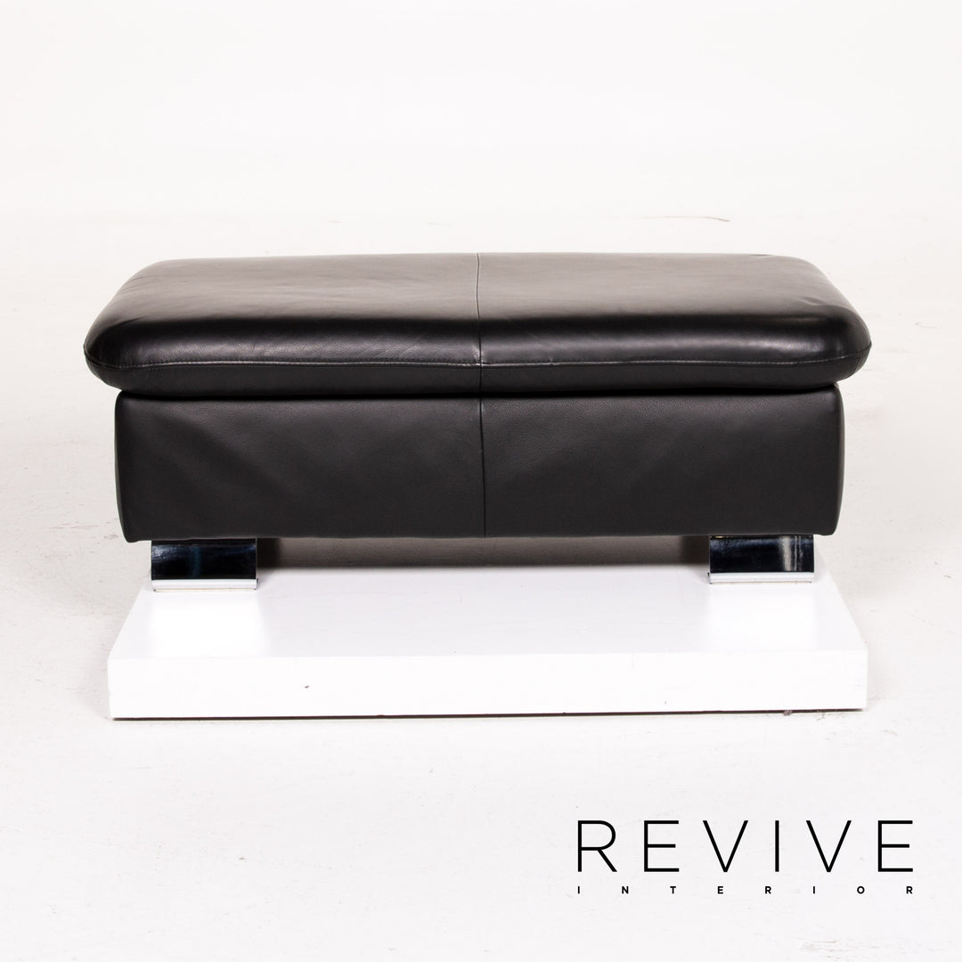 Mondo leather sofa set black 1x corner sofa 1x stool sleeping function function sofa bed #14545