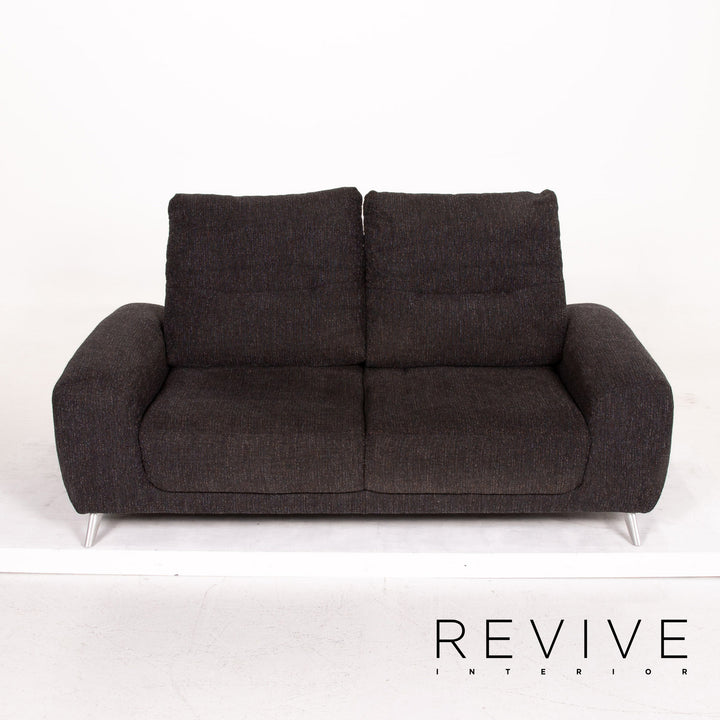 Mondo Stoff Sofa Anthrazit Grau Zweisitzer Funktion Couch #14650