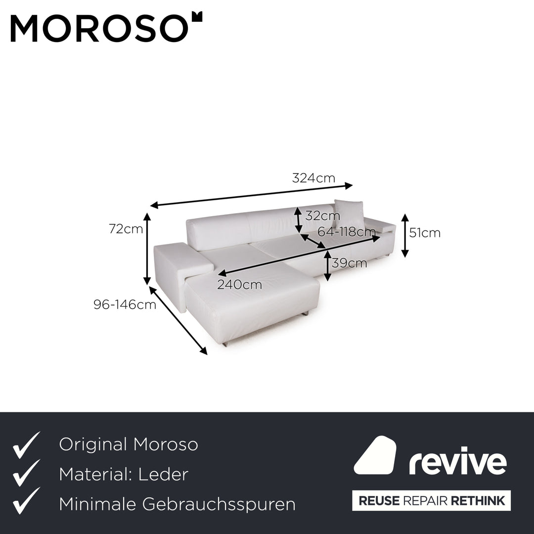 Moroso Lowland Leder Sofa Weiß Ecksofa Couch