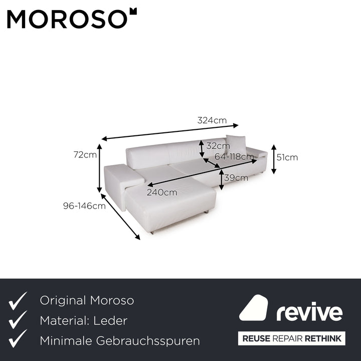 Moroso Lowland Leder Sofa Weiß Ecksofa Couch