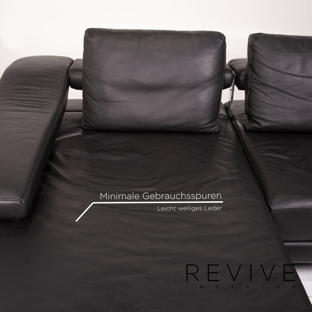 Échantillon anneau cuir canapé d'angle gris anthracite fonction canapé #14366