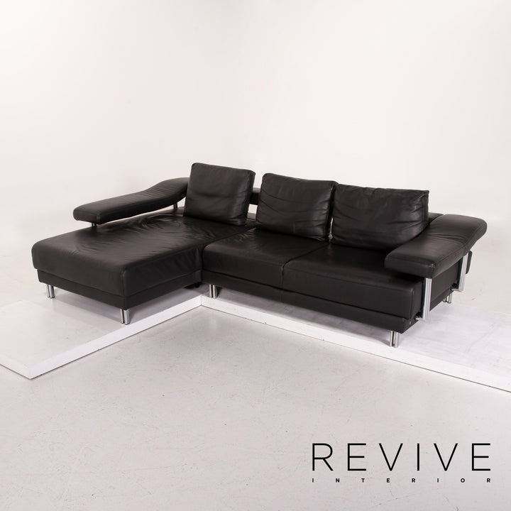 Échantillon anneau cuir canapé d'angle gris anthracite fonction canapé #14366