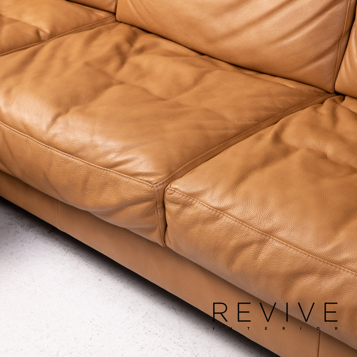 Musterring Leather Corner Sofa Brown Camel Sofa Function Couch #14485