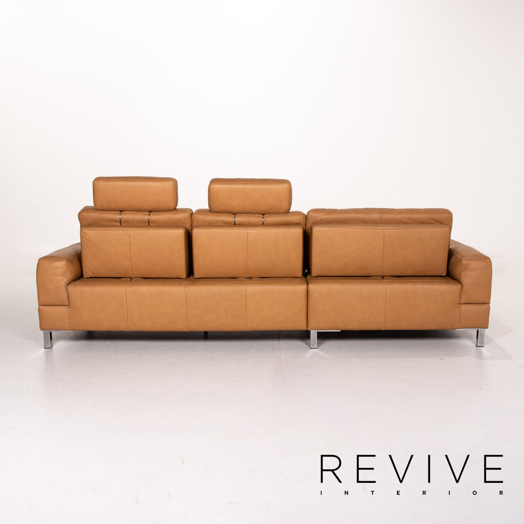 Musterring Leather Corner Sofa Brown Camel Sofa Function Couch #14485