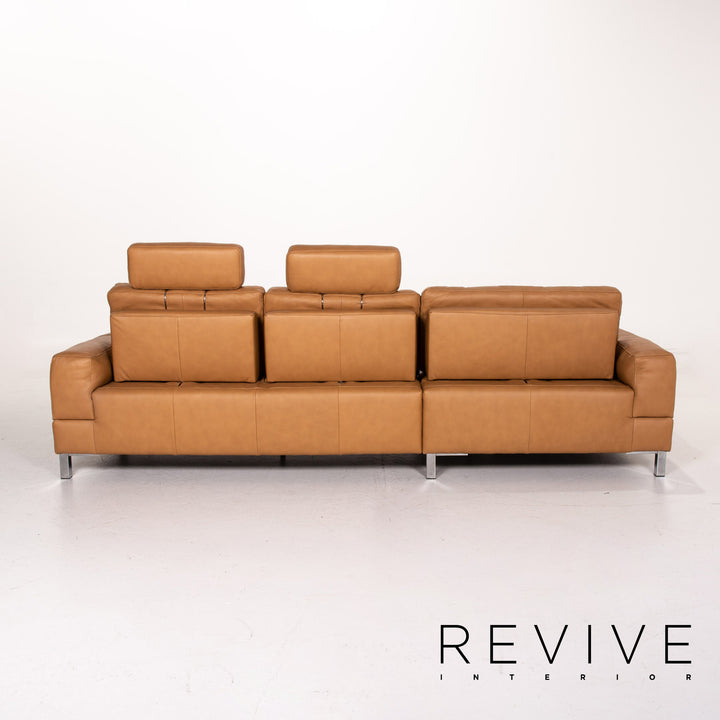 Musterring Leather Corner Sofa Brown Camel Sofa Function Couch #14485