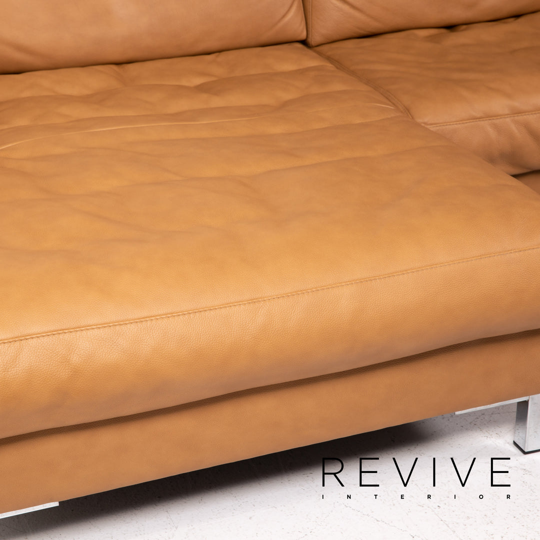 Musterring Leather Corner Sofa Brown Camel Sofa Function Couch #14485