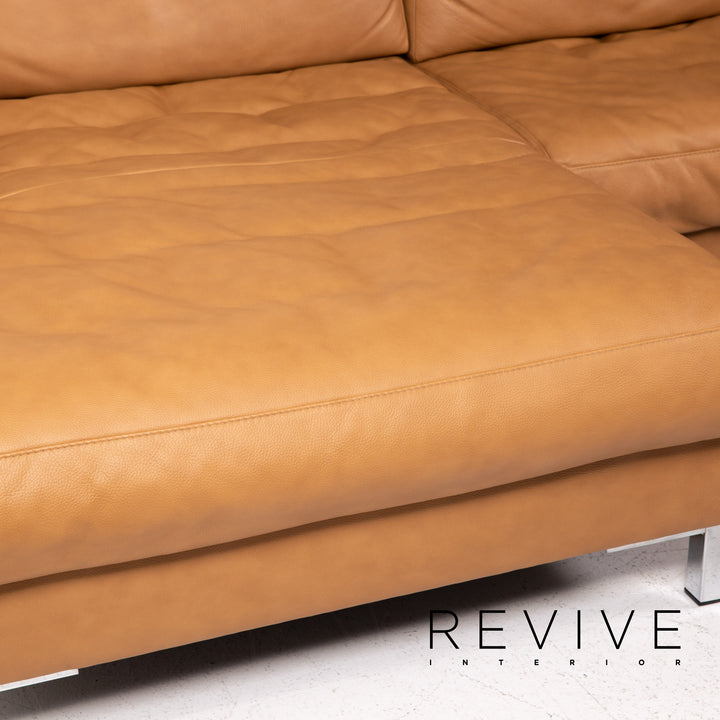 Musterring Leather Corner Sofa Brown Camel Sofa Function Couch #14485