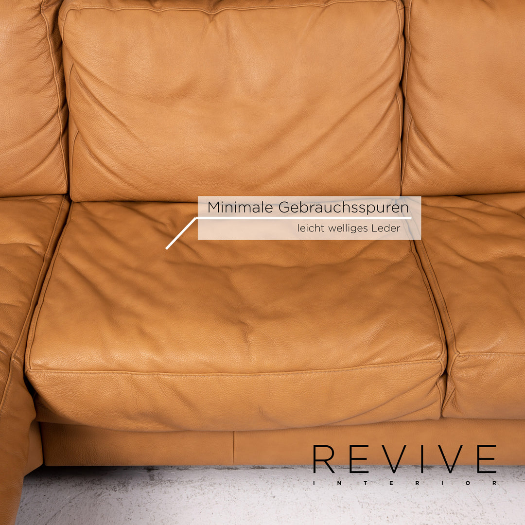 Musterring Leather Corner Sofa Brown Camel Sofa Function Couch #14485