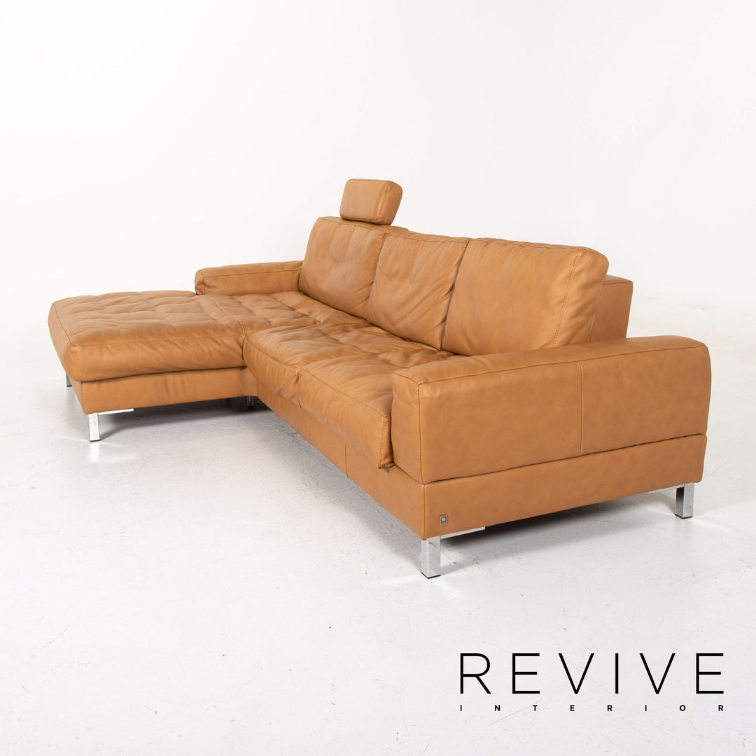 Musterring Leather Corner Sofa Brown Camel Sofa Function Couch #14485