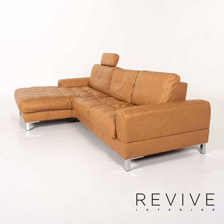 Musterring Leather Corner Sofa Brown Camel Sofa Function Couch #14485