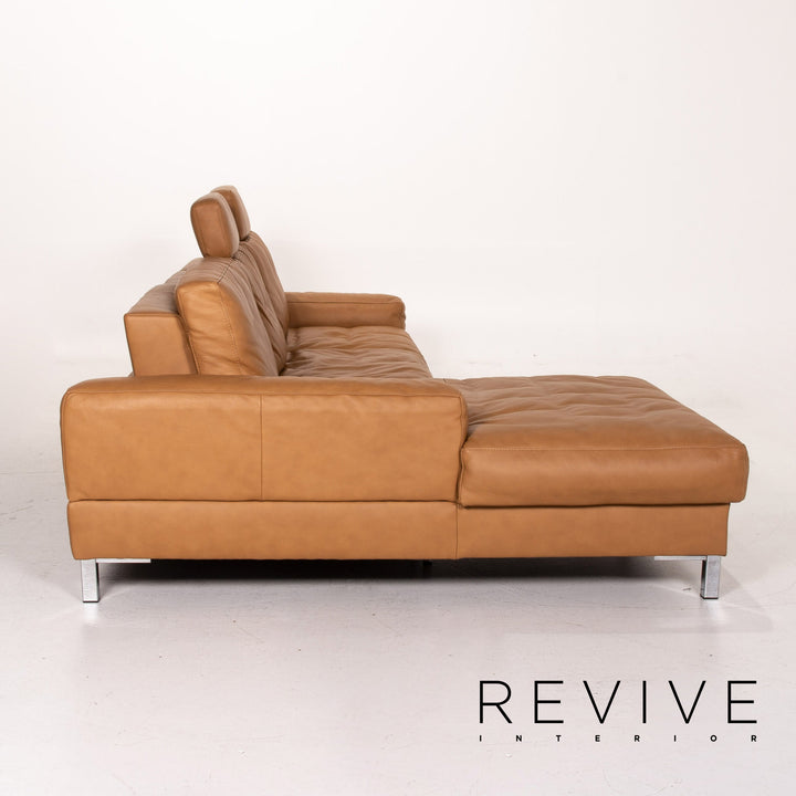 Musterring Leather Corner Sofa Brown Camel Sofa Function Couch #14485