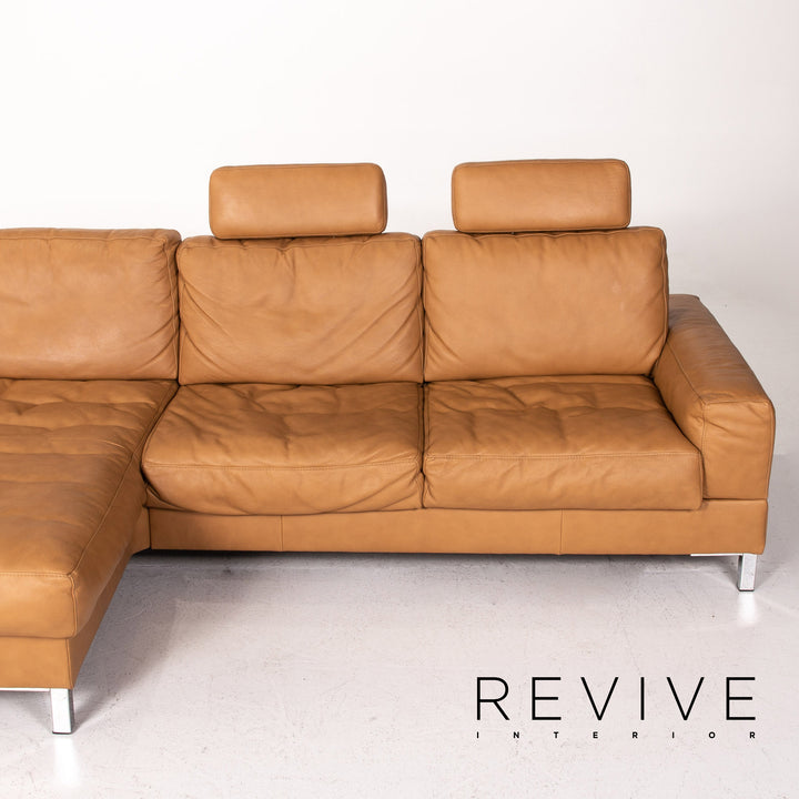 Musterring Leather Corner Sofa Brown Camel Sofa Function Couch #14485