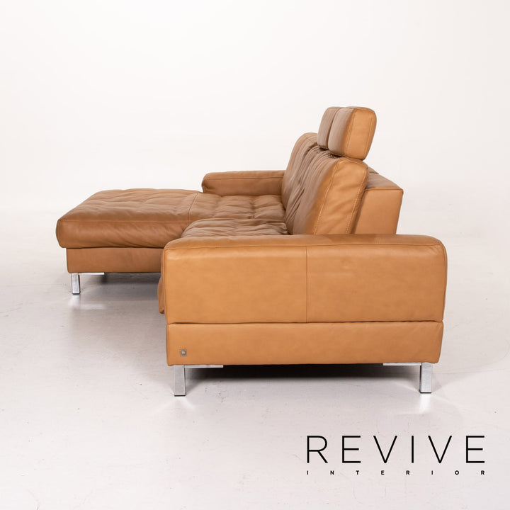 Musterring Leather Corner Sofa Brown Camel Sofa Function Couch #14485