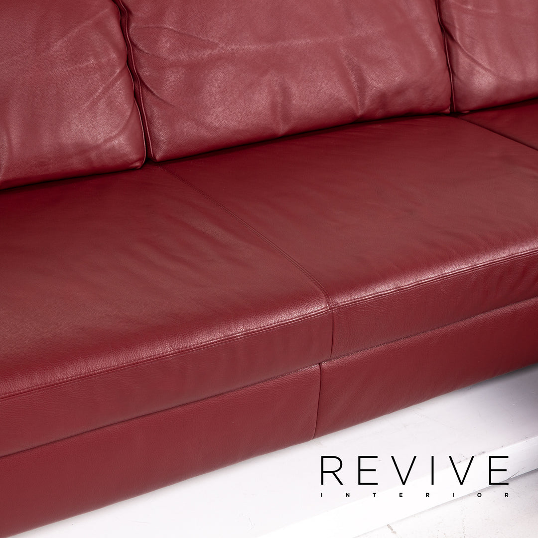 Musterring Leder Ecksofa Rot Dunkelrot Sofa Couch #14340