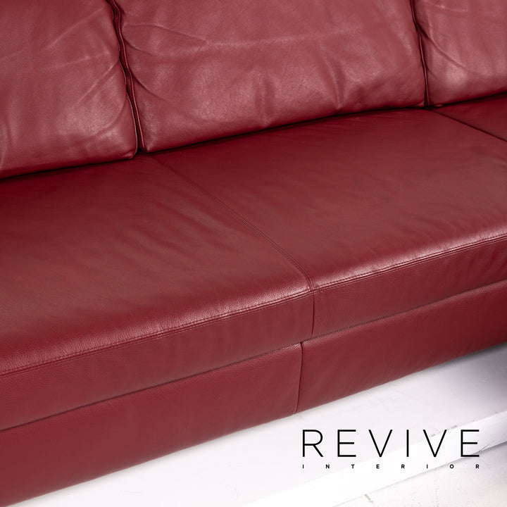 Musterring Leder Ecksofa Rot Dunkelrot Sofa Couch #14340