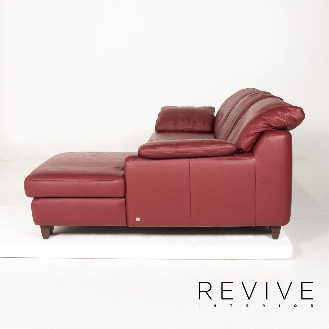 Musterring Leder Ecksofa Rot Dunkelrot Sofa Couch #14340