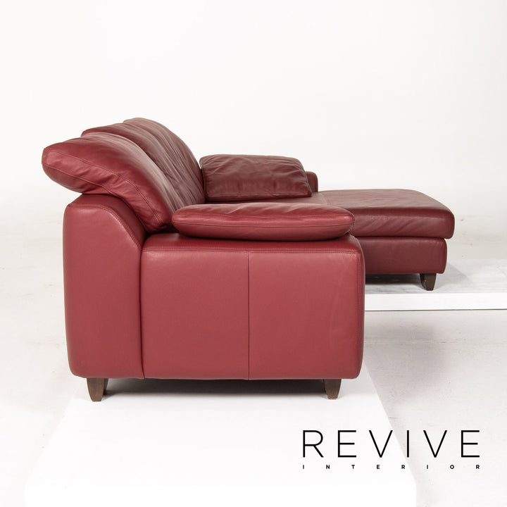 Musterring Leder Ecksofa Rot Dunkelrot Sofa Couch #14340