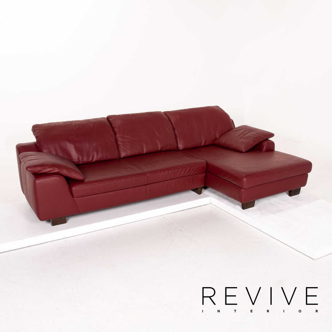 Musterring Leder Ecksofa Rot Dunkelrot Sofa Couch #14340