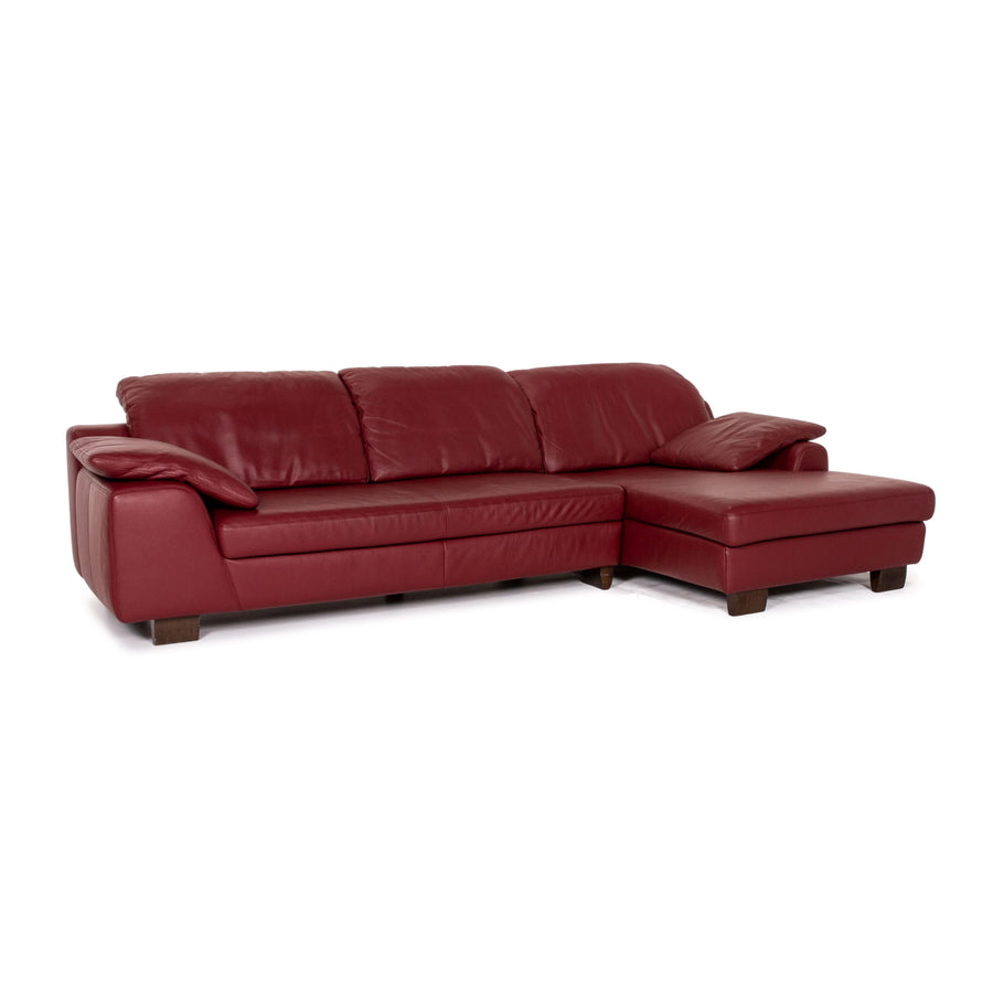 Musterring Leder Ecksofa Rot Dunkelrot Sofa Couch #14340