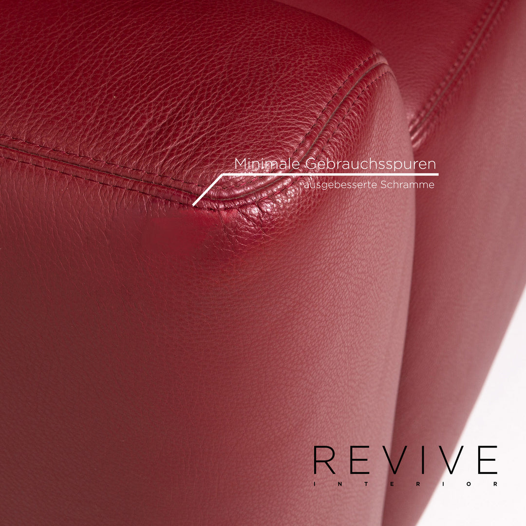 Musterring Leder Ecksofa Rot Dunkelrot Sofa Couch #14340