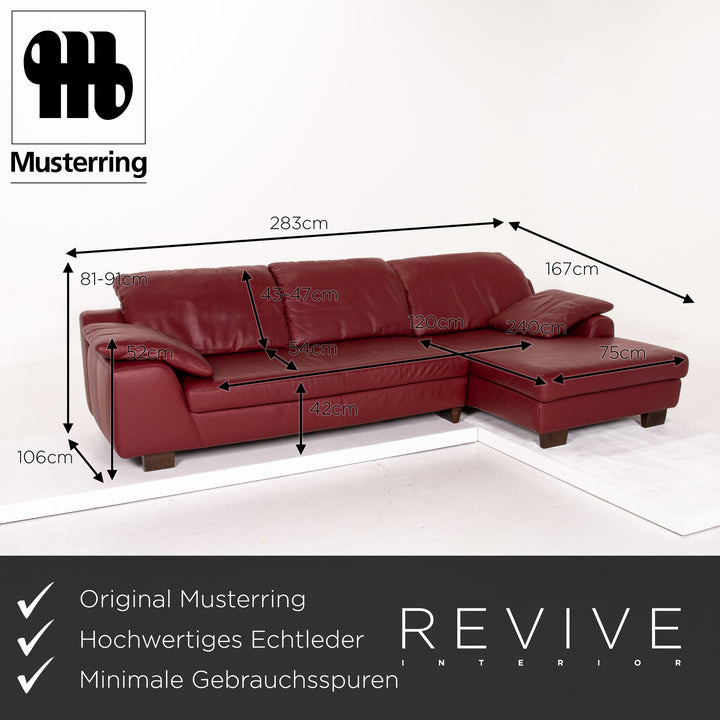Musterring Leder Ecksofa Rot Dunkelrot Sofa Couch #14340