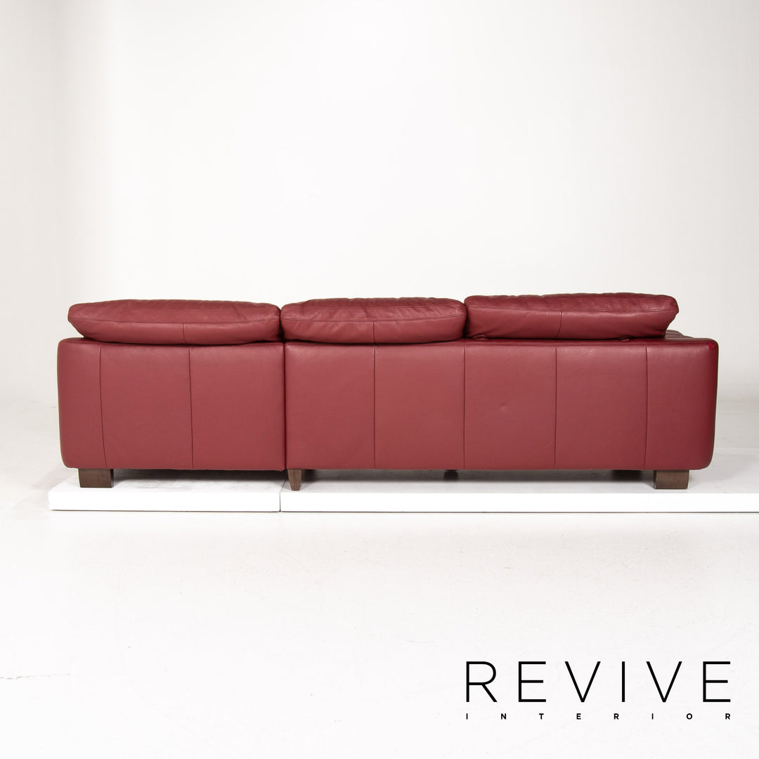Musterring Leder Ecksofa Rot Dunkelrot Sofa Couch #14340