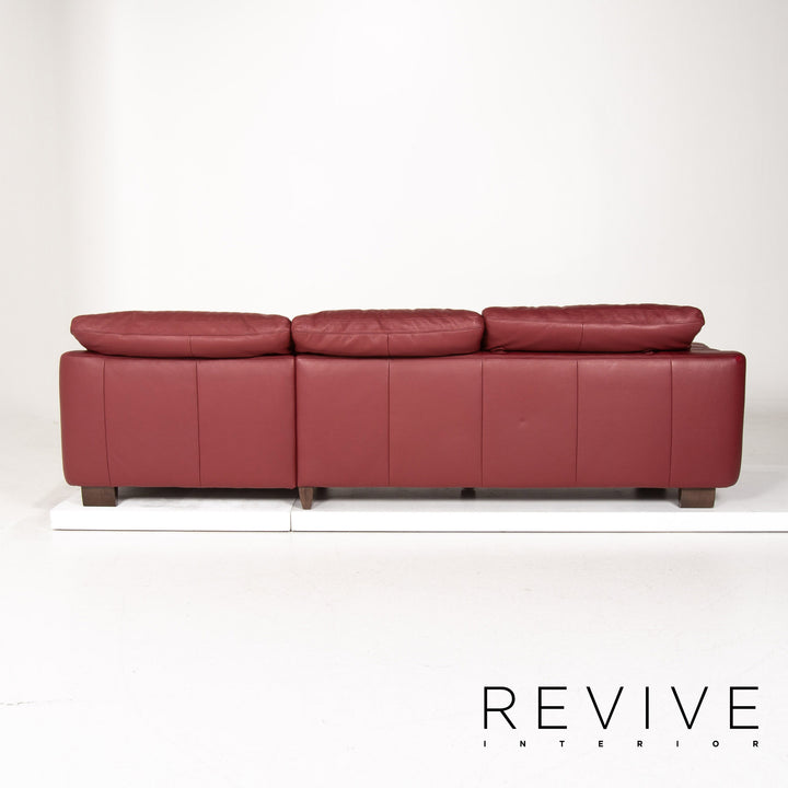 Musterring Leder Ecksofa Rot Dunkelrot Sofa Couch #14340