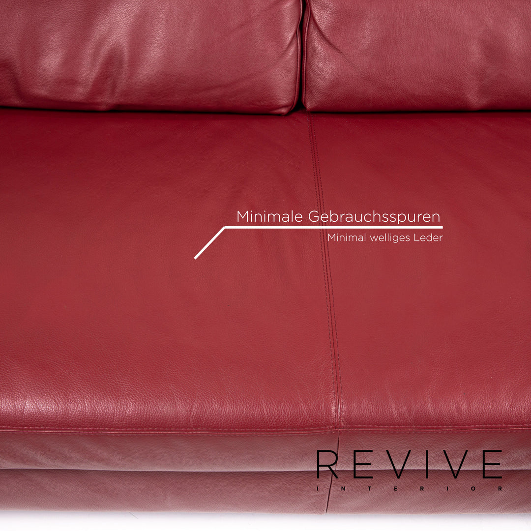 Musterring Leder Ecksofa Rot Dunkelrot Sofa Couch #14340