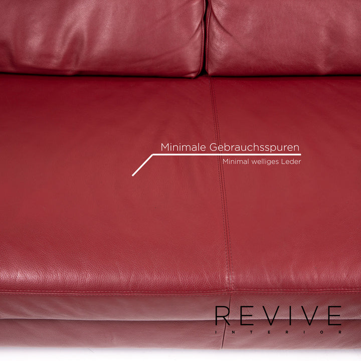 Musterring Leder Ecksofa Rot Dunkelrot Sofa Couch #14340
