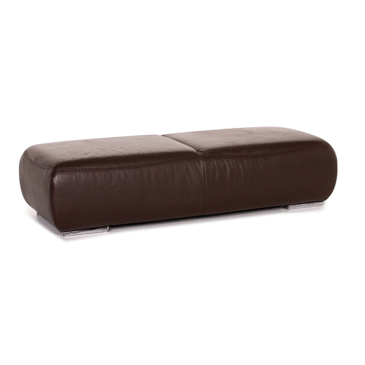 Musterring Leder Hocker Braun Dunkelbraun Ottoman #13698