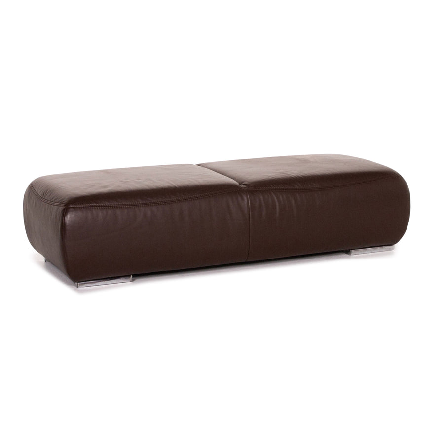 Musterring Leder Hocker Braun Dunkelbraun Ottoman #13698