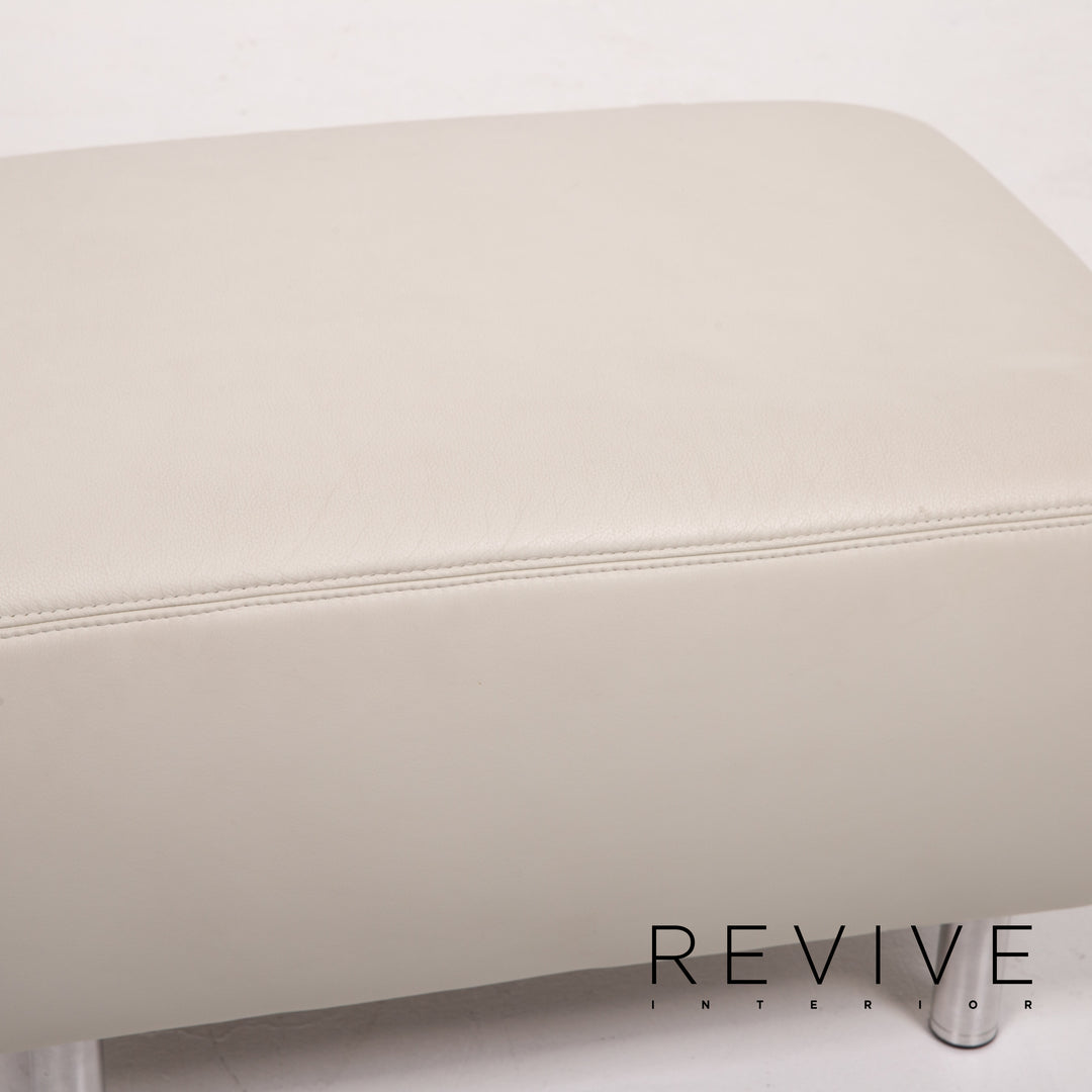 Musterring Leather Stool Cream Ottoman #13695