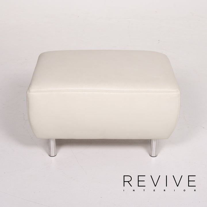 Musterring Leather Stool Cream Ottoman #13695