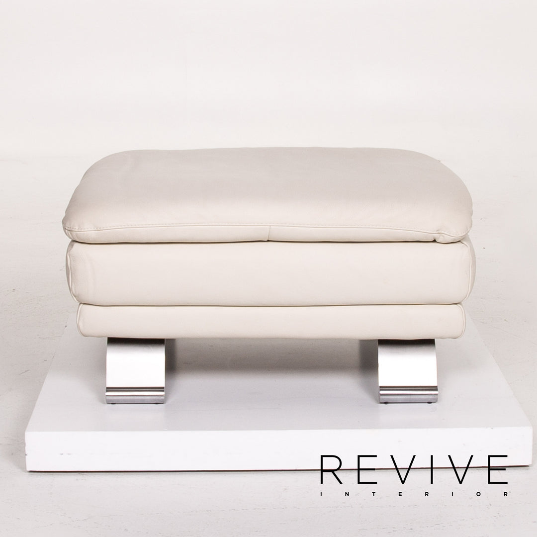 Musterring Leder Hocker Creme Ottoman #14022
