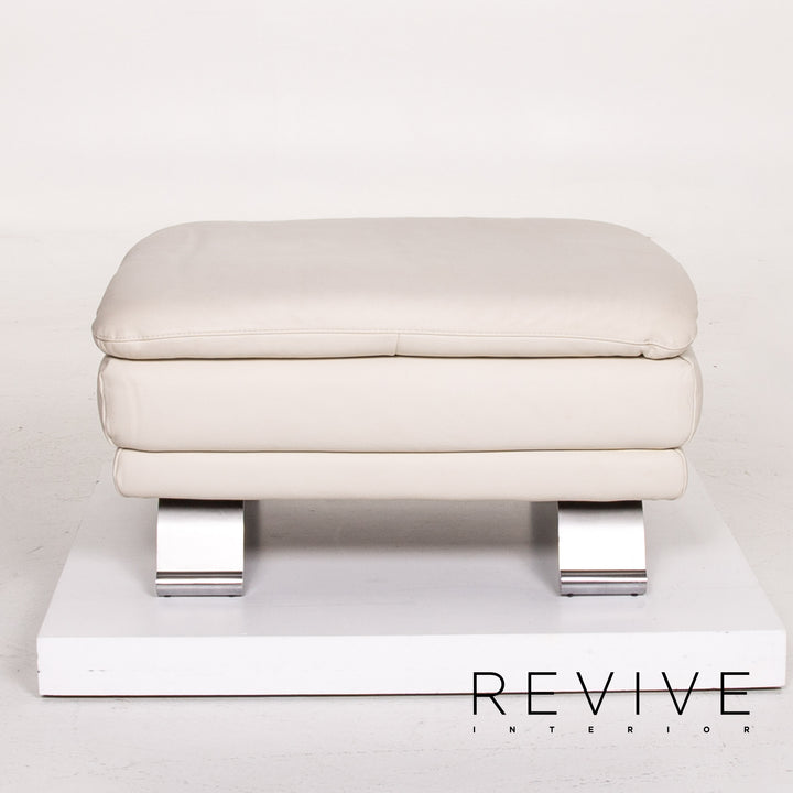 Musterring Leder Hocker Creme Ottoman #14022