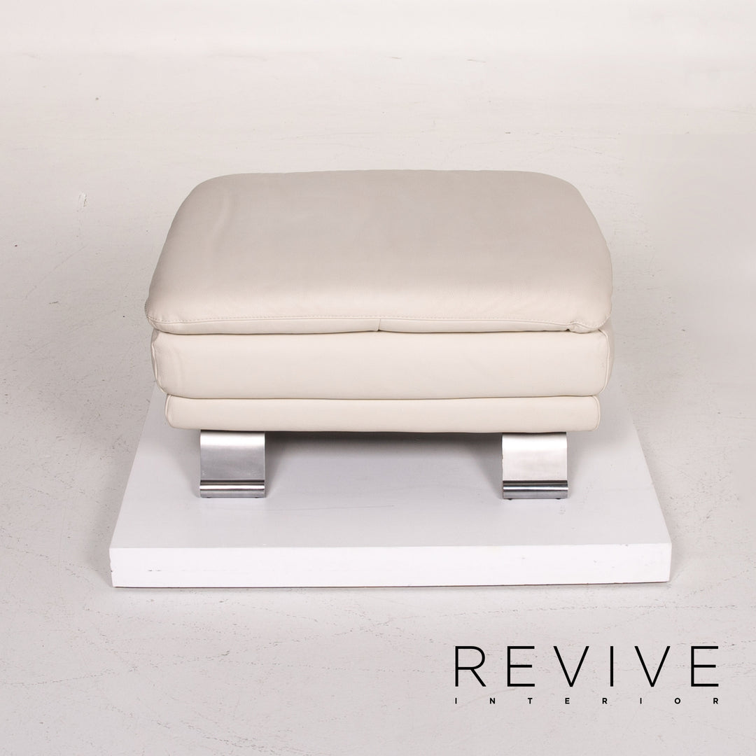 Musterring Leder Hocker Creme Ottoman #14022
