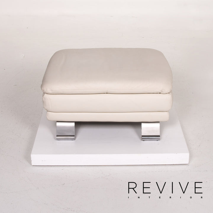 Musterring Leder Hocker Creme Ottoman #14022