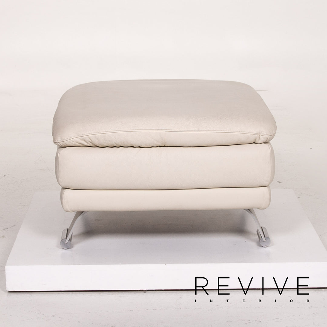 Musterring Leder Hocker Creme Ottoman #14022