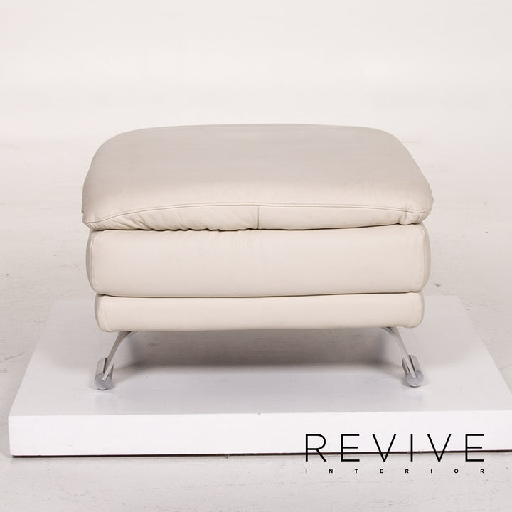 Musterring Leder Hocker Creme Ottoman #14022