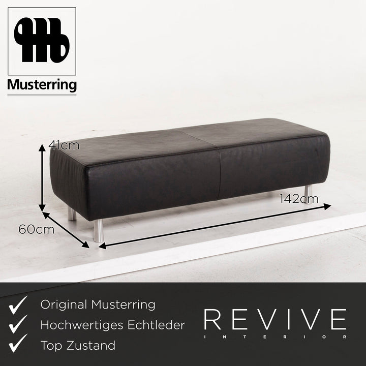 Musterring Leder Hocker Schwarz Ottoman #12743
