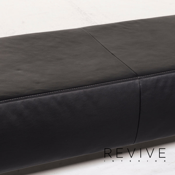 Musterring Leder Hocker Schwarz Ottoman #12743