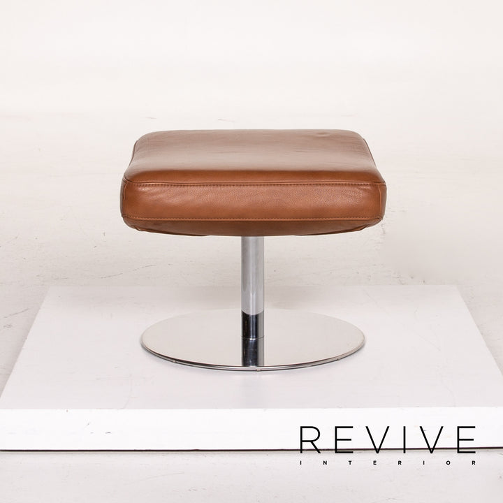 Musterring Leder Sessel inkl. Hocker Cognac Braun #14347