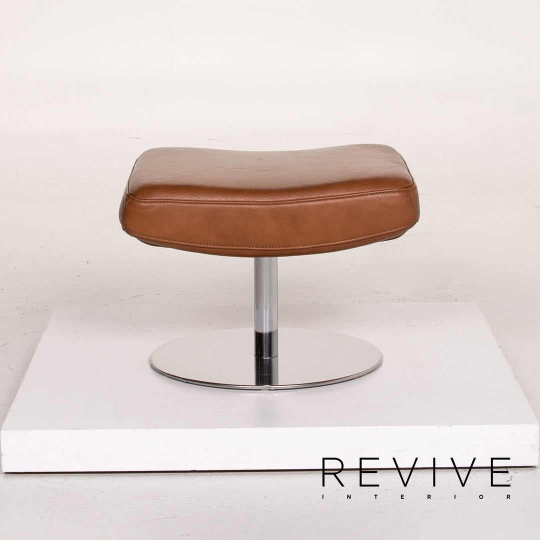 Musterring Leder Sessel inkl. Hocker Cognac Braun #14347