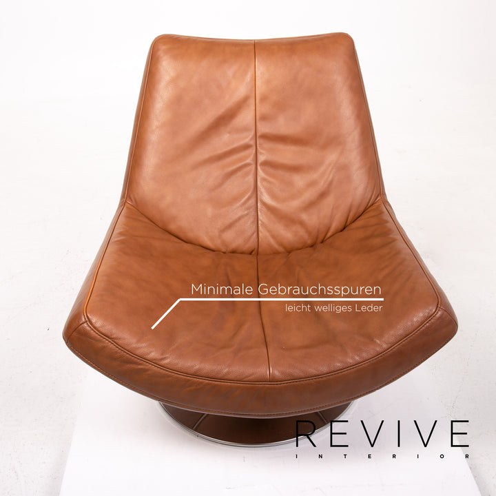 Musterring Leder Sessel inkl. Hocker Cognac Braun #14347