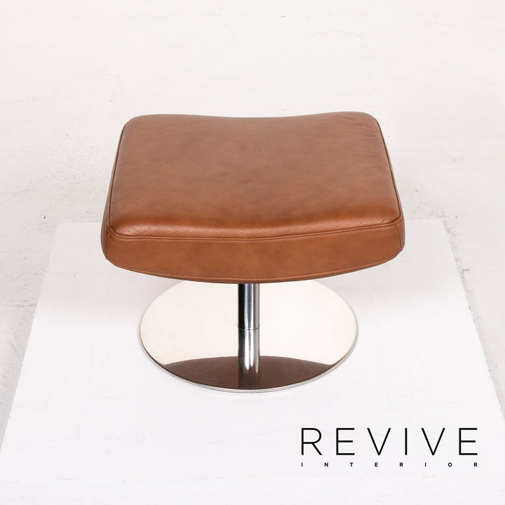 Musterring Leder Sessel inkl. Hocker Cognac Braun #14347