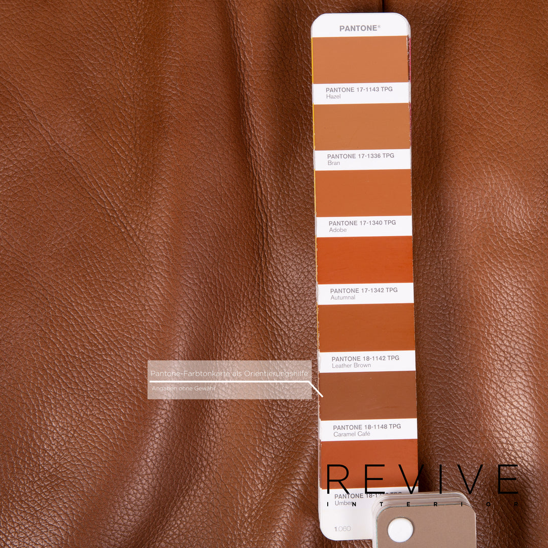 Musterring Leder Sessel inkl. Hocker Cognac Braun #14347