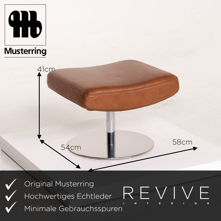 Musterring Leder Sessel inkl. Hocker Cognac Braun #14347