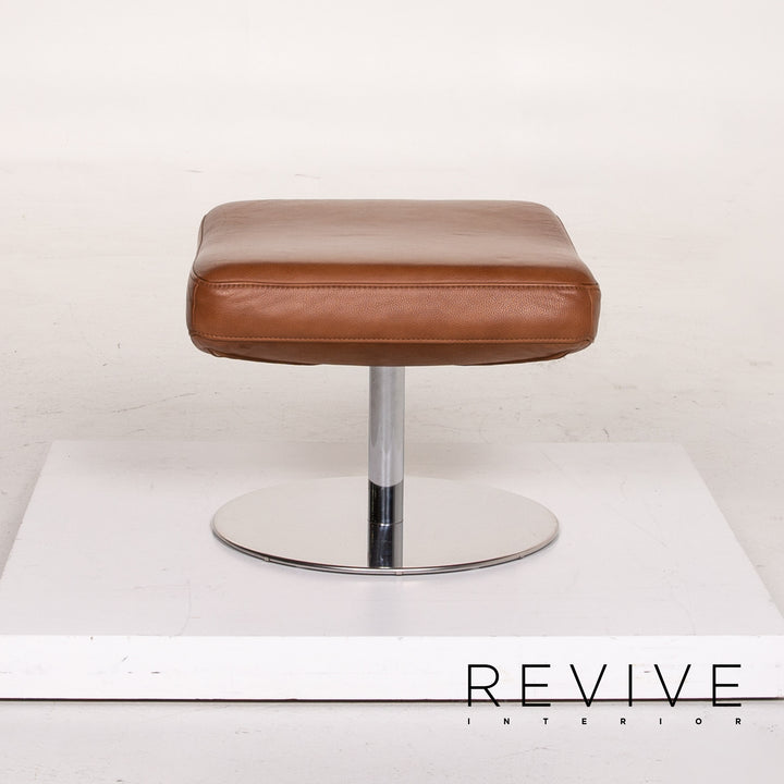 Musterring Leder Sessel inkl. Hocker Cognac Braun #14347