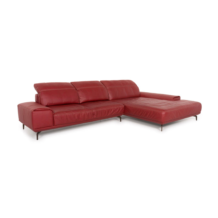 Musterring Leather Sofa Red Corner Sofa #12806